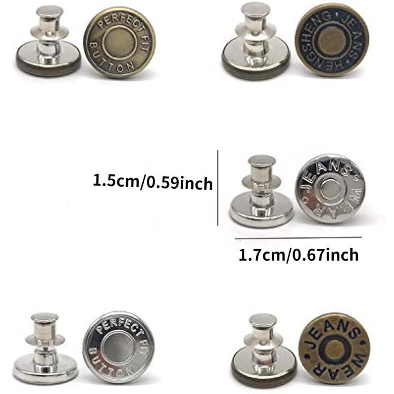 6pcs Adjustable Seam Button Pins for Jeans Sweater Suit