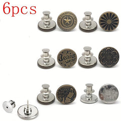 6pcs Adjustable Seam Button Pins for Jeans Sweater Suit