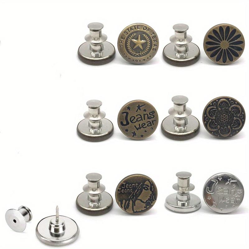6pcs Adjustable Seam Button Pins for Jeans Sweater Suit