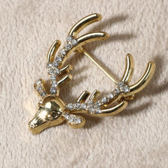 Rhinestone Plum Deer Multifunctional Pin Brooch for Men