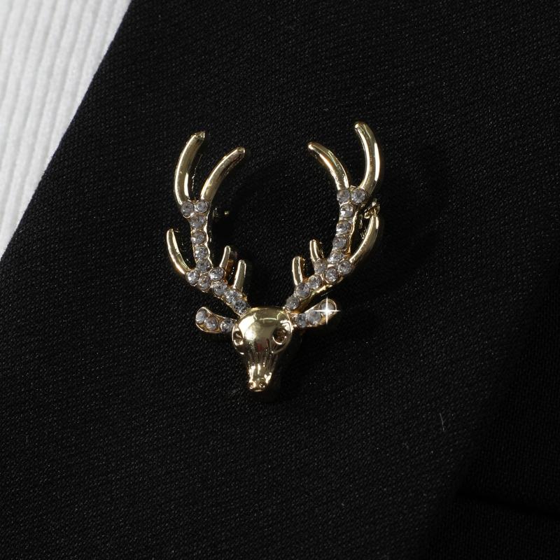 Rhinestone Plum Deer Multifunctional Pin Brooch for Men