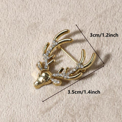 Rhinestone Plum Deer Multifunctional Pin Brooch for Men