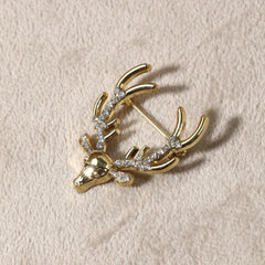 Rhinestone Plum Deer Multifunctional Pin Brooch for Men