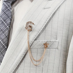Men's Business Moon Owl Tassel Star Suit Brooch Scarf Pin