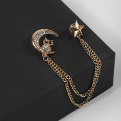 Men's Business Moon Owl Tassel Star Suit Brooch Scarf Pin