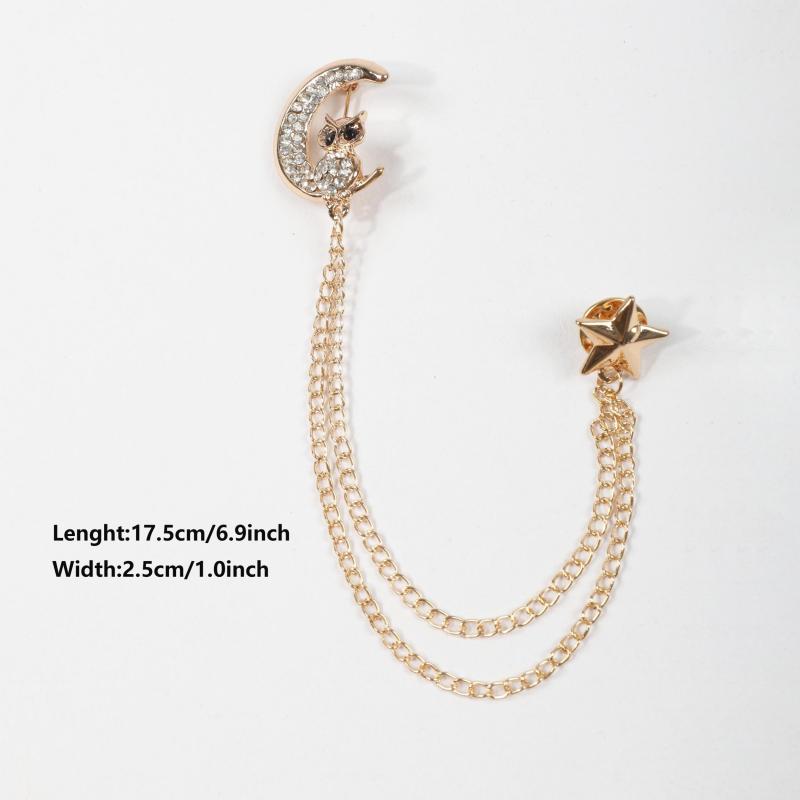 Men's Business Moon Owl Tassel Star Suit Brooch Scarf Pin