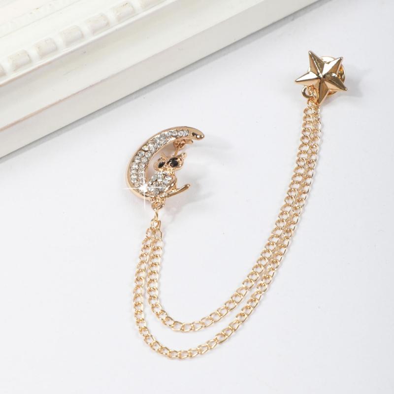 Men's Business Moon Owl Tassel Star Suit Brooch Scarf Pin