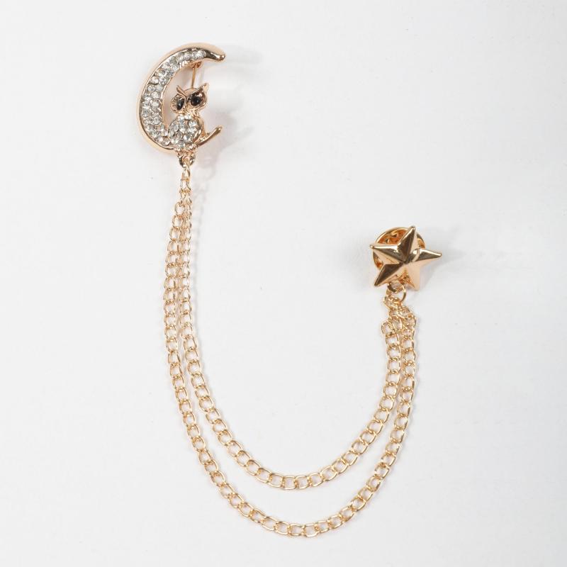 Men's Business Moon Owl Tassel Star Suit Brooch Scarf Pin