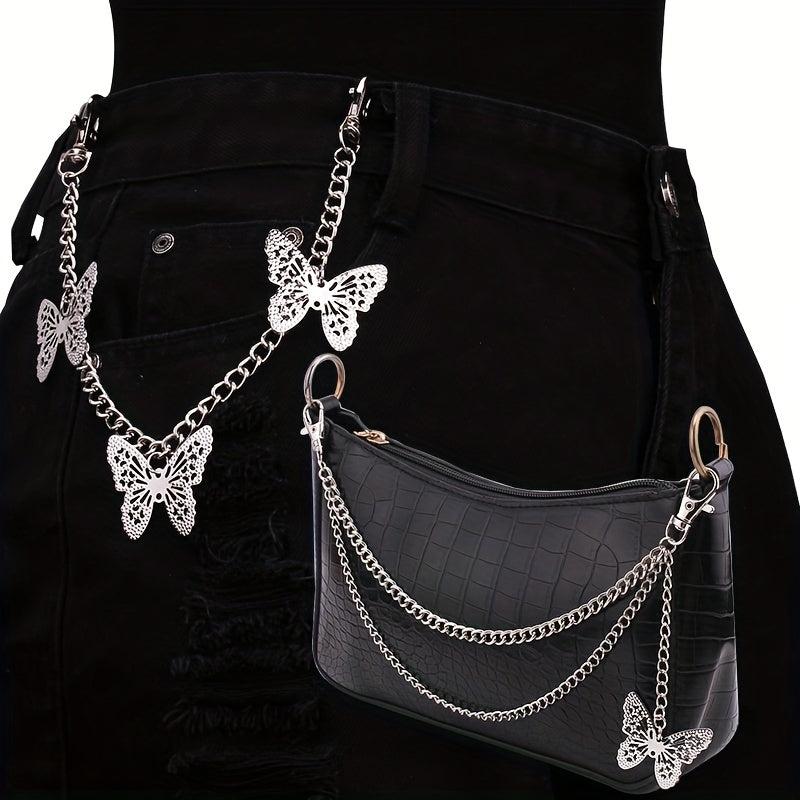 Butterfly Double Chain Street Shot Pants Bag Chain