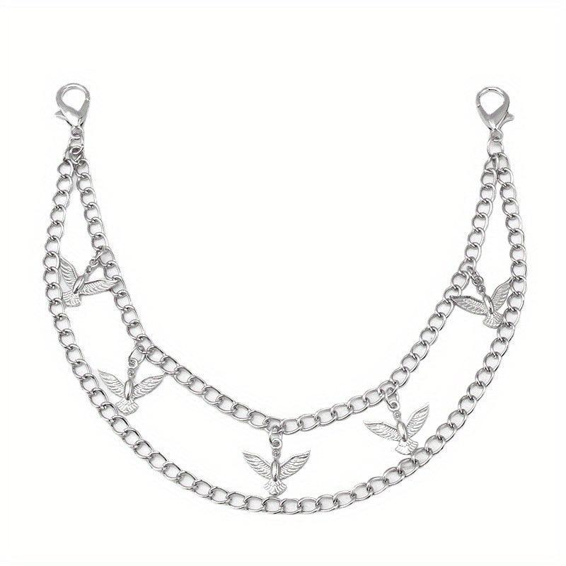 Butterfly Double Chain Street Shot Pants Bag Chain