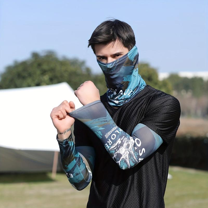 Colorful Tattoo Arm Sleeve with Flower Design Hanging Ear Towel