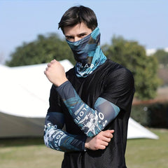 Colorful Tattoo Arm Sleeve with Flower Design Hanging Ear Towel