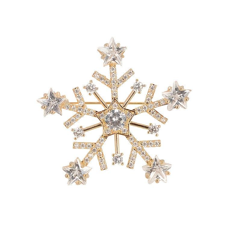 Micro Paved Zirconia Snowflake Brooch