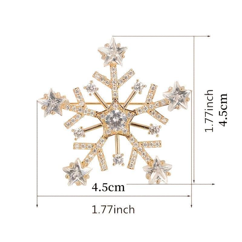 Micro Paved Zirconia Snowflake Brooch