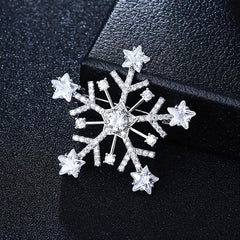 Micro Paved Zirconia Snowflake Brooch