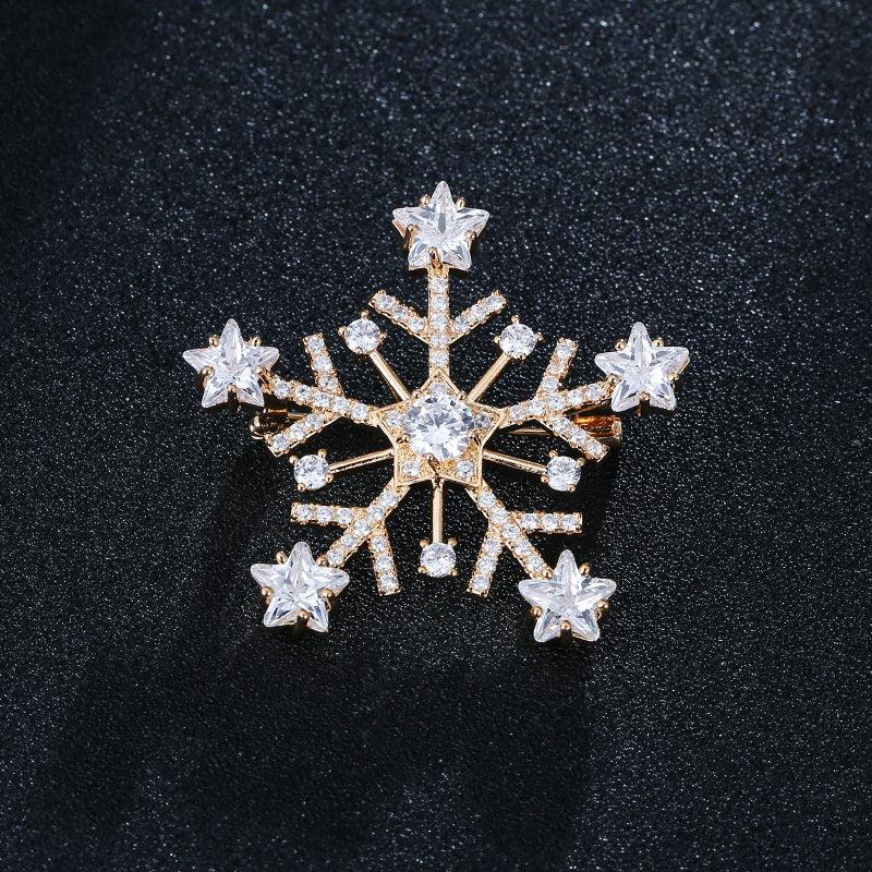 Micro Paved Zirconia Snowflake Brooch