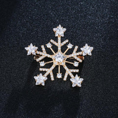 Micro Paved Zirconia Snowflake Brooch