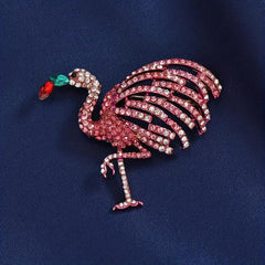 Sparkling Flamingo Rhinestone Brooch for Men