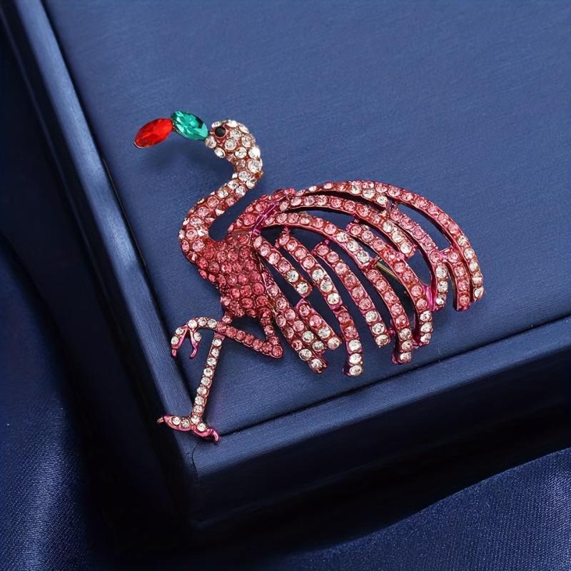 Sparkling Flamingo Rhinestone Brooch for Men