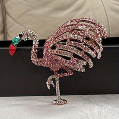 Sparkling Flamingo Rhinestone Brooch for Men