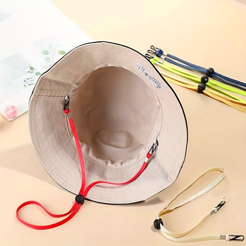 2pcs Fisherman Hat Windproof Rope Anti-falling Sun Hat Belt Cloth Lanyard