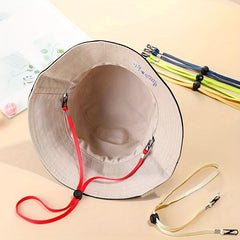 2pcs Fisherman Hat Windproof Rope Anti-falling Sun Hat Belt Cloth Lanyard