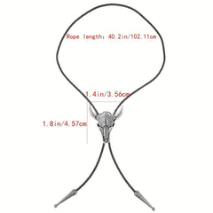 2pcs Vintage Cowboy Bolo Tie Leather Ties Cow Skull Costume Accessories
