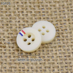 10PCS Resin Buttons High Shirt t shirt Beige Round Thin Four Eyed Button