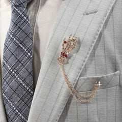 Tassel Faux Diamond Suit Brooch Business Pin for Men
