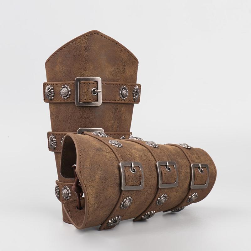Brown Embossed Belt Medieval Retro Knight Wristband Cosplay