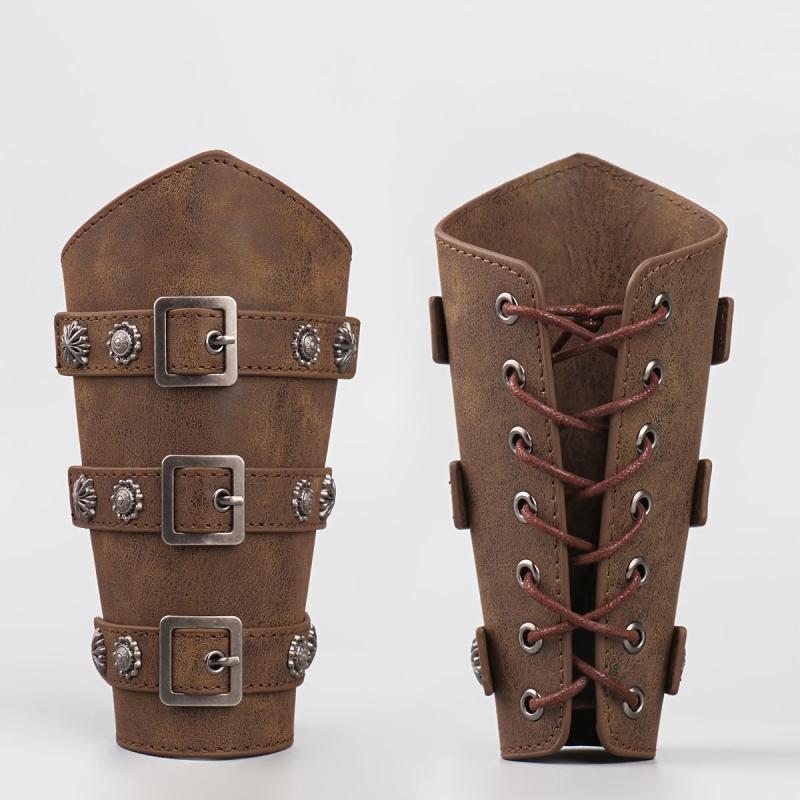 Brown Embossed Belt Medieval Retro Knight Wristband Cosplay