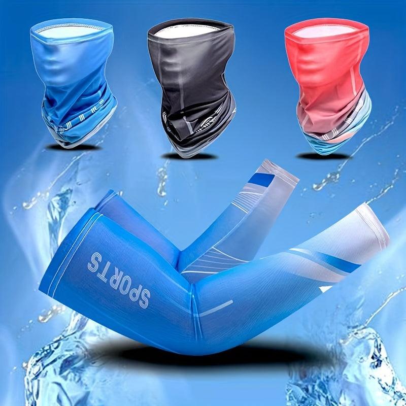 Men's Sunscreen Ice Silk Arm Sleeves, High Elastic, Thin, UV Protection