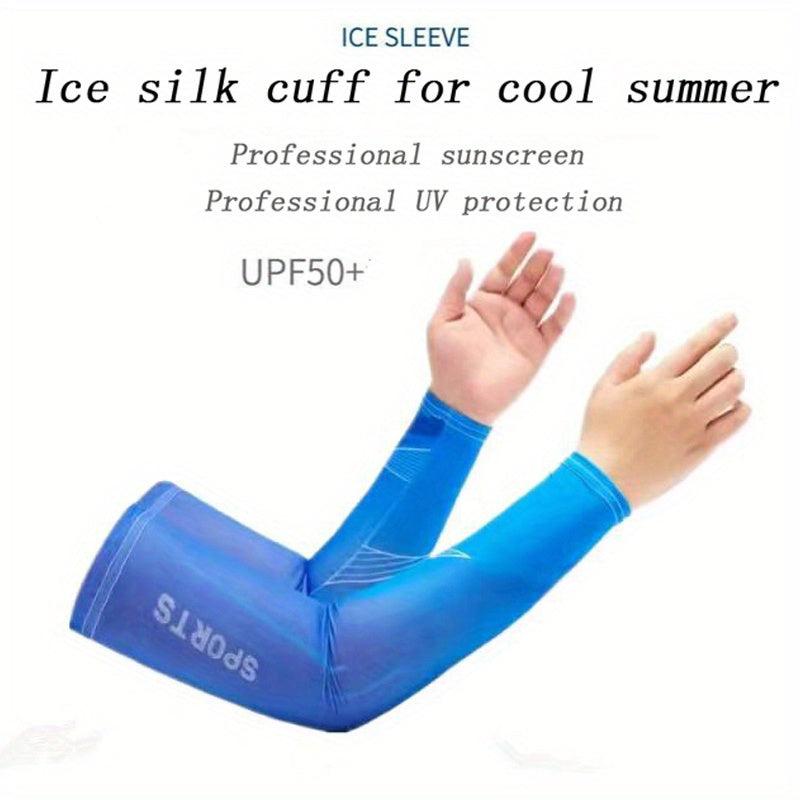 Men's Sunscreen Ice Silk Arm Sleeves, High Elastic, Thin, UV Protection