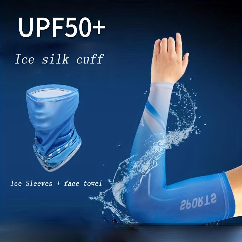 Men's Sunscreen Ice Silk Arm Sleeves, High Elastic, Thin, UV Protection