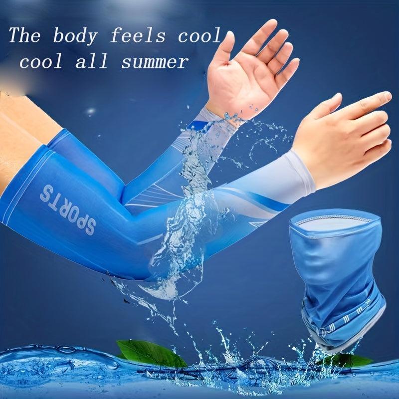 Men's Sunscreen Ice Silk Arm Sleeves, High Elastic, Thin, UV Protection
