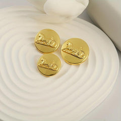 10Pcs Golden Metal Carriage Buttons For Coat, Suit, Hand Sewn