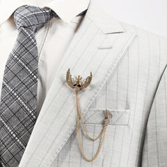 Men's Flying Skull King Tassel Rhinestone Brooch