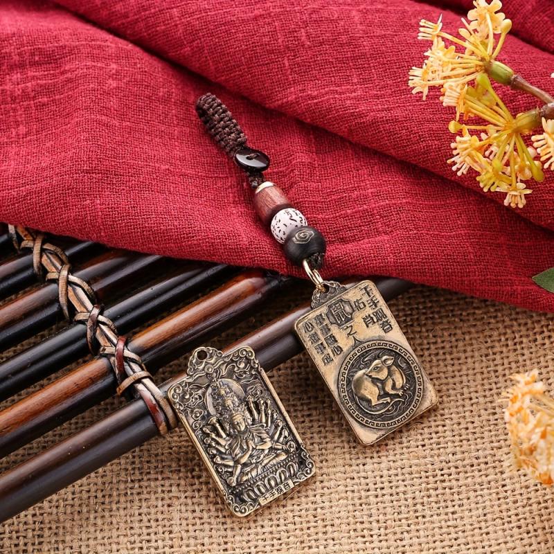 Brass 12 Zodiac Buddha Charms DIY Jewelry Accessories