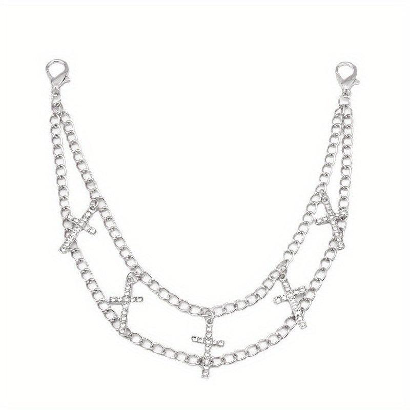 Butterfly Cross Charm Chain Layered Waist Tassel Chain Punk Accessories