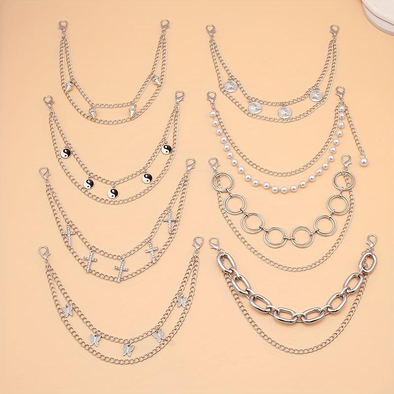 Butterfly Cross Charm Chain Layered Waist Tassel Chain Punk Accessories