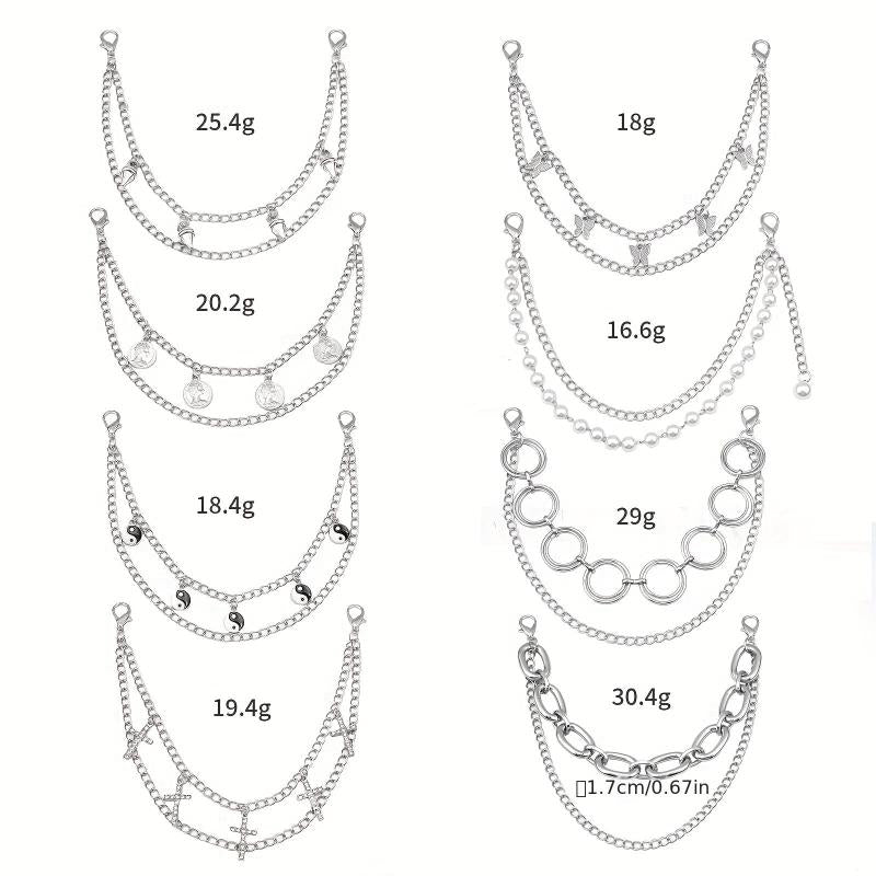Butterfly Cross Charm Chain Layered Waist Tassel Chain Punk Accessories