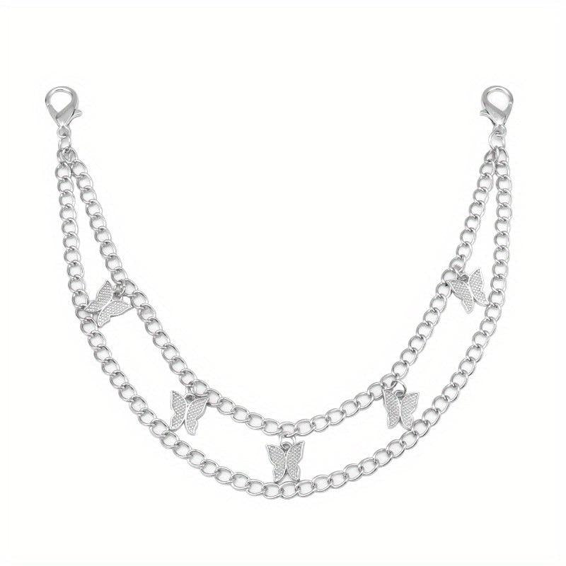 Butterfly Cross Charm Chain Layered Waist Tassel Chain Punk Accessories