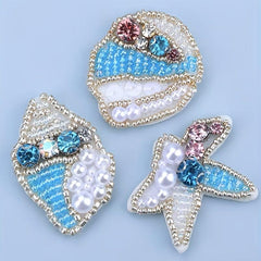 Ocean Animal Faux Pearl Beads Sequin Patch DIY Sewing Patch Sticker