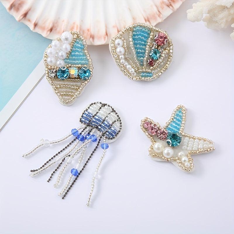 Ocean Animal Faux Pearl Beads Sequin Patch DIY Sewing Patch Sticker