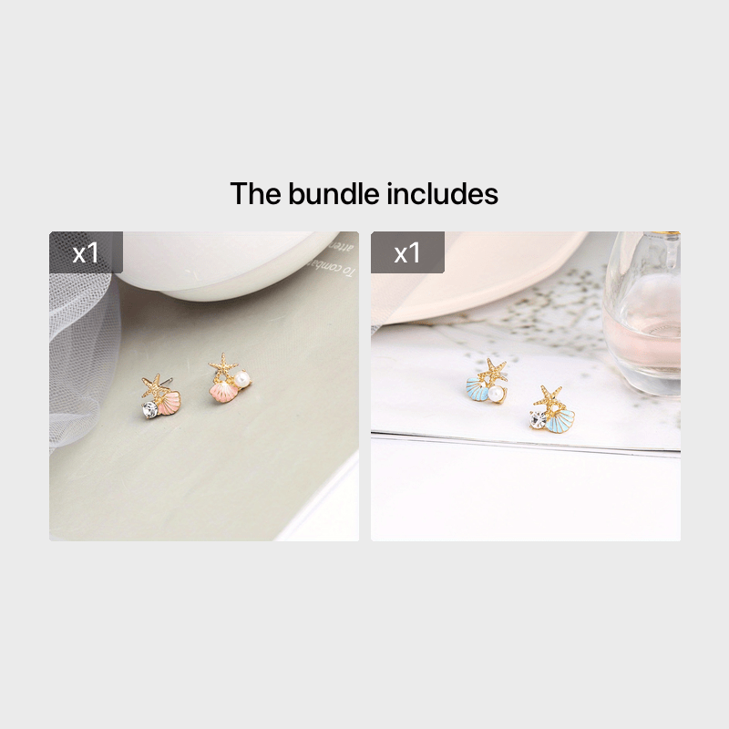 Starfish Shell Stud Earrings with Pearl Wedding Banquet Jewelry