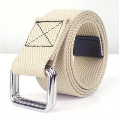 1pc Double Buckle Woven Canvas Belt for Men