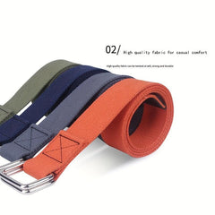 1pc Double Buckle Woven Canvas Belt for Men