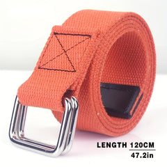 1pc Double Buckle Woven Canvas Belt for Men