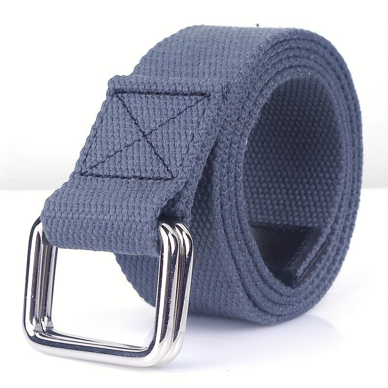 1pc Double Buckle Woven Canvas Belt for Men