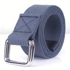 1pc Double Buckle Woven Canvas Belt for Men